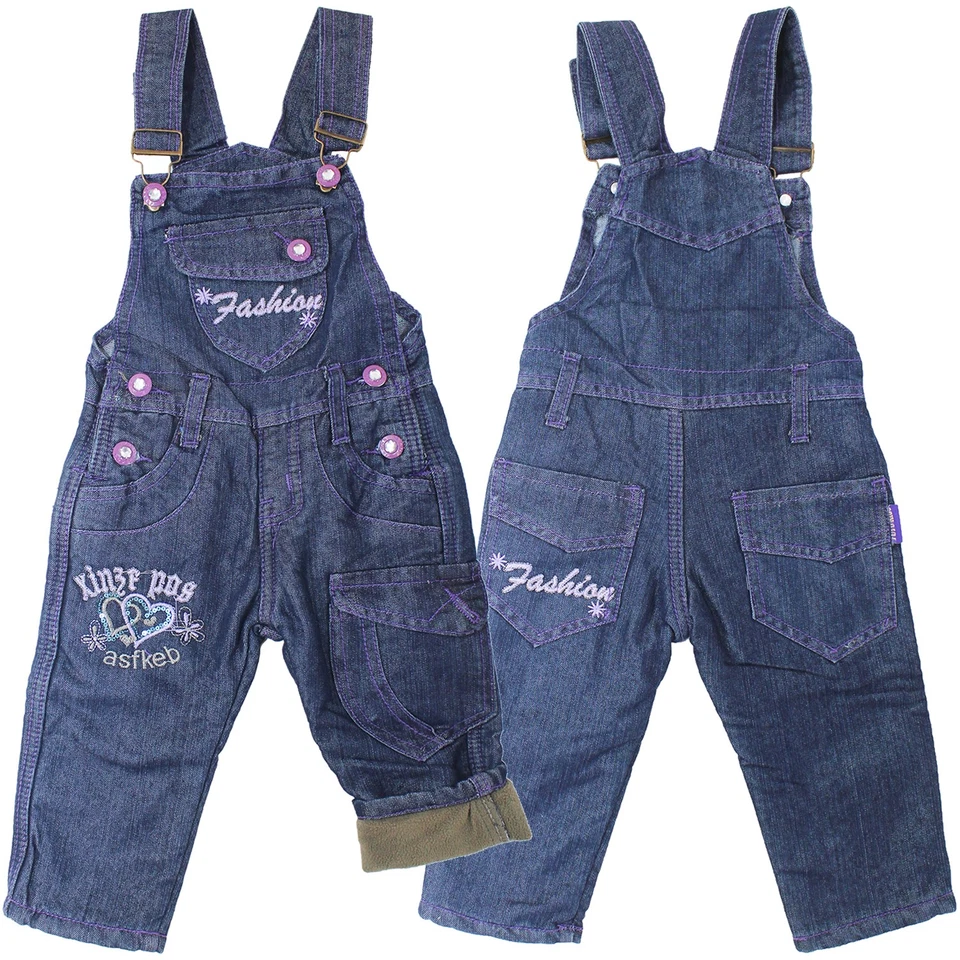 Mädchen Winter Latzhose Kinderjeans Thermohose Thermojeans Latzjeans mit Fleece - Bild 1 von 4