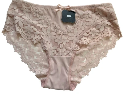 女士尺码 M/L 粉色舒适内裤蕾丝优雅比基尼透气内裤 — 第 1/4 张图片