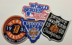 4 pc. Detroit Tigers assorted Embroidered Patch misc size 3"-3.5"? iron-on - Picture 1 of 2