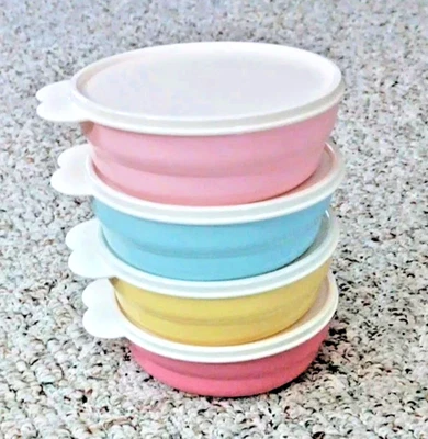 New Tupperware Classic Cereal Bowls Pastel Pink, Yellow, Blue Set of 4 w/ Seals - Image 1 of 4