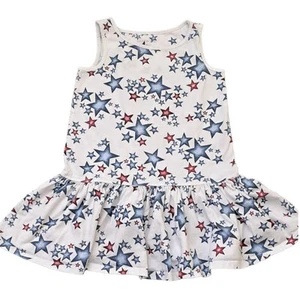 Girl's Lands End Americana Stars Sleeveless Dress Size Small  - Picture 1 of 7