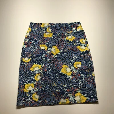 Falda LuLaRoe Mujer Talla Mediana Azul Amarillo Floral Geo Estampado Bodycon Lápiz Foto 1 de 4