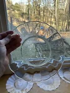 PRINCESS HOUSE “HERITAGE” 7 Luncheon Plates 9” Round Scalloped Edge Glass Etched - Picture 1 of 5