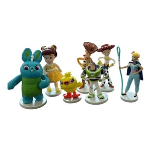 Disney Toy Story 4 Figurine Cake Topper Lot If 7 Woody Jessie Buzz Bo Peep PVC - Picture 1 of 1
