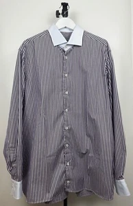 Perfect Look Van Laack Langarm Hemd Gestreift Gr. 45 / XXL Lila Weiss - Bild 1 von 11