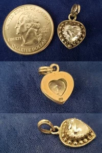 Vintage Sterling Silver CZ Cubic Zirconia Love Heart Charm Pendant pt4 - Picture 1 of 1
