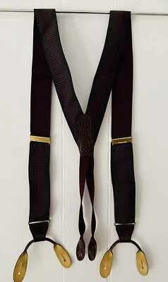 Martin Dingman Tirantes a Rayas Botón Caimán Borde Cuero Repujado, Latón Foto 1 de 4