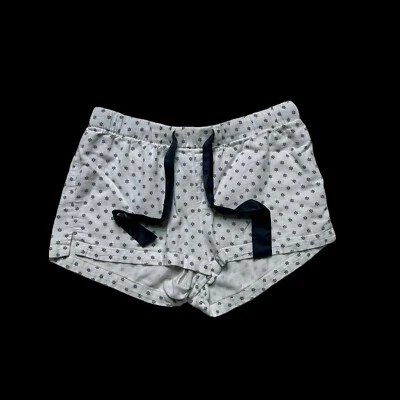 Pantalones Cortos Roxy de Franela Azul Marino Antiguo Para Mujer Talla XS Blanco Estampado de Copo de Nieve Cordón Foto 1 de 4