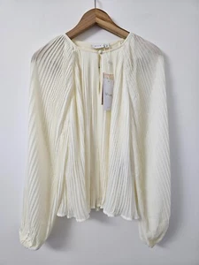 Vila Womens Cream Long Sleeved Pleated Blouse Sz UK8 - Picture 1 of 8