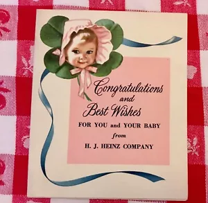 Baby Card Da Collezione Vintage Congratulazioni Auguri H J Heinz Company USA - Foto 1 di 3
