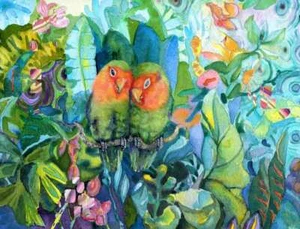 Tropical Birds Accent & Decor Tile Evelia Art OB-ES763AT - Picture 1 of 3