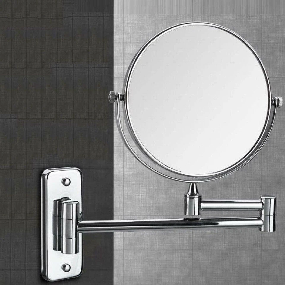8" Extendable Wall Mounted Makeup Shaving Mirror Closeup Two Sides Home Bathroom - Image 1 of 4