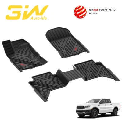 Alfombrillas de 3 W para Ford Ranger Super 2020-2023 doble cabina TPE revestimiento de auto para todo tipo de clima Foto 1 de 4