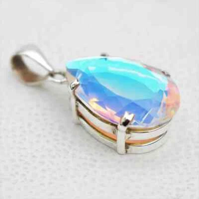 Increíble colgante hecho a mano de plata de ley 925 con piedras preciosas de topacio de fuego ER-40 Foto 1 de 4