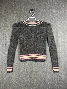 Lucy Paris Size M Teen Girls Top Silver Ribbed Stretch Black/Pink/Tan - Picture 1 of 5