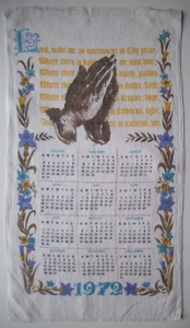 1970 Calendario de cocina Toalla Manos Rezando - Imagen 1 de 2