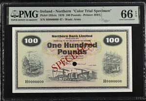 Ireland - Northern 100 Pounds 1970 Color Trial Specimen. PMG 66 EPQ Top Pop - Picture 1 of 3