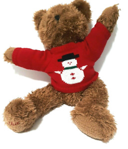 1998 Belks Belkie Teddy Bear 19" Jointed Plush Christmas Red Snowman Sweater