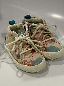 Zara Baby Toddler Girl US 4 EU 19 Ice Cream Clouds Canvas Lace Up Shoes Side Zip