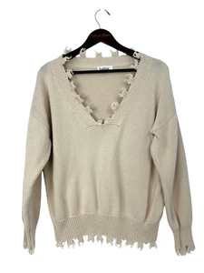 Peach Love California Damen Gr. L Elfenbein Creme Pullover Fransen Comfort Boho Chic H2 - Bild 1 von 12