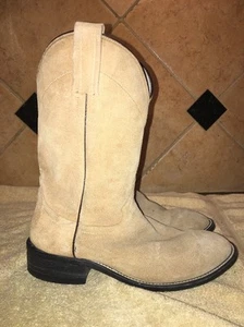 EUC West Boots Tan Suede Leather Cowboy Western Boots Size 6E FREE SHIPPING - Picture 1 of 5
