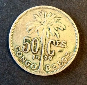 Congo Belge - Très Jolie monnaie de 50 Centimes 1929 FR (2) - Picture 1 of 2