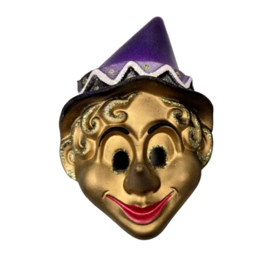 Máscara veneciana de Pinocho dorada púrpura pintada a mano original hecha en Venecia Italia Foto 1 de 4