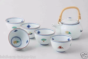 [Value] Hasami Porcelain : LUCKY - Japanese Kyusu Tea pot & 5 tea cup Set w Box - Picture 1 of 2