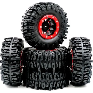RC 2.2 Mud Slingers Tires Crawler Tyre 124mm & Plastic 2.2 Beadlock Wheels Rims - Picture 1 of 13