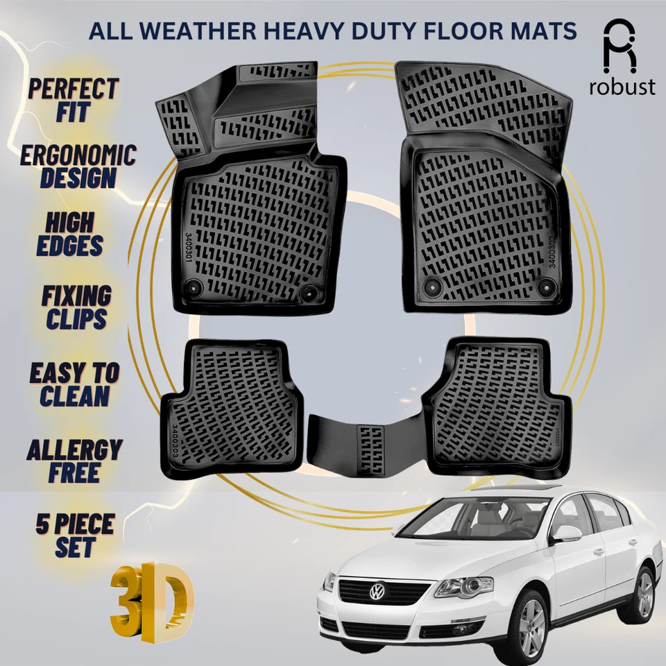 Tapetes forros para VW Volkswagen Passat 2005-2010 alfombras de alta resistencia para todo tipo de clima Foto 1 de 4