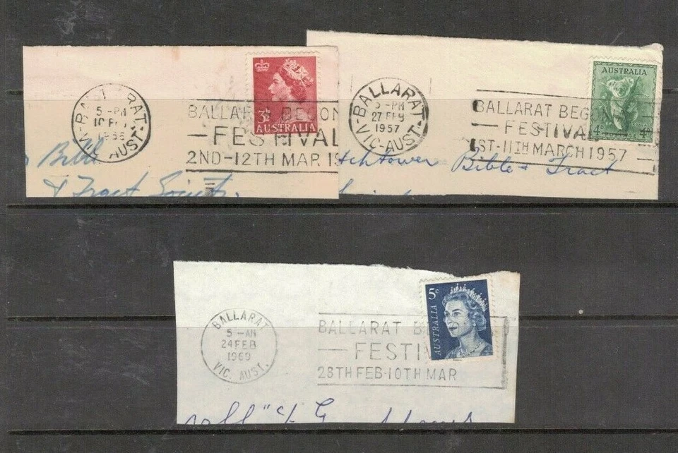 Australia 1956/69 SLOGAN CANCEL on Piece,BEGONIA FESTIVAL, BALLARAT Vic  (3) - Image 1 of 1