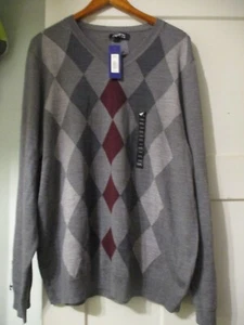 Apt 9 Pullover Sweater Mens XXL Gray Long Sleeve Casual V Neck NWT Free Ship - Picture 1 of 6