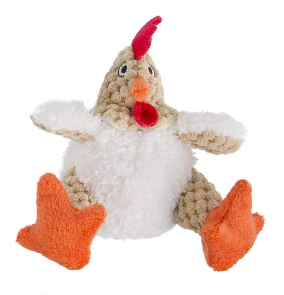 Mini juguete de peluche para perro GoDog Checkers Fat Rooster, chirriante, tecnología de protección para masticar, blanco Foto 1 de 1