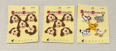 Design Elements Craft Buttons LOT Puppy Dog Cat Kitten NOS New 2005 3 Packs LOOK - Image 1 of 3