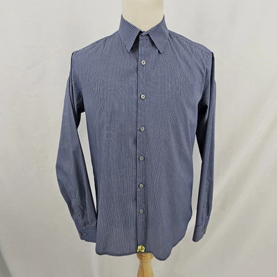 Camisa a Rayas Theory Para Hombre Algodón Nylon Elastizada Sylvain Periodista Mediana Usada en Excelente Condición Foto 1 de 4