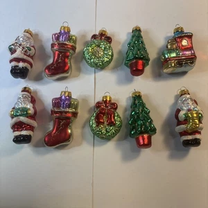 10er Set einzigartige Schätze UT mundgeblasenes Glas Weihnachtsschmuck Vintage - Bild 1 von 11