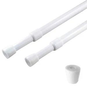 2 Pack Curtain Rod Adjustable 28-43 Inches,5/8" Diameter, White,Small Short E... - Picture 1 of 5