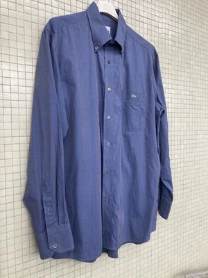 lacoste uomo camicia a manica lunga Blu / Grigio L Vintage Lacoste Botton Up Shi - Imagen 1 de 4