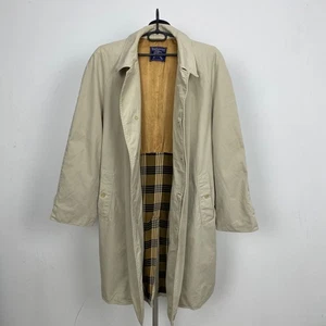 Burberrys Vintage Beige Trench Coat 100% Cotton Check Lining Men’s Size M - Picture 1 of 16