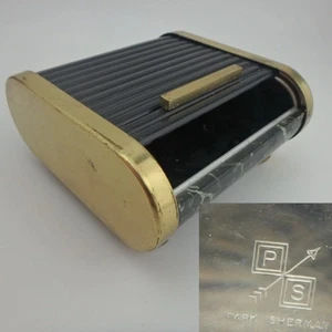 Park Sherman 1930 Deco Scatola portasigarette cromata con roll top nera - Foto 1 di 12