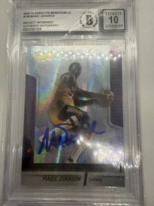 2009-10 Absolute Memorabilia - Magic Johnson #109 /499 Auto BGS 10 Lakers GOAT - Picture 1 of 3