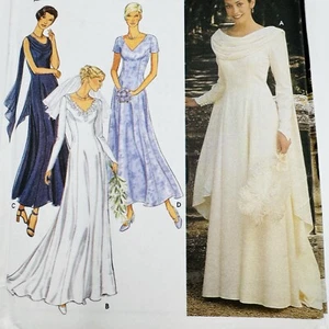 Y2K Wedding Bride Dress Gown 8 10 12 14 16 18 Simplicity 9162 Cowl Pattern Uncut - Picture 1 of 3