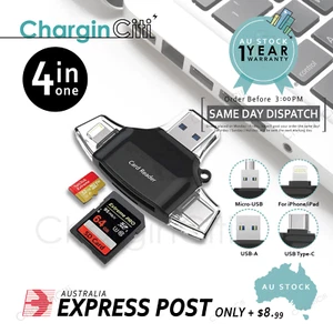 4 In 1 High-Speed Micro SD Card Reader Flash Drive For iPhone iPad Android TypeC - Picture 1 of 6