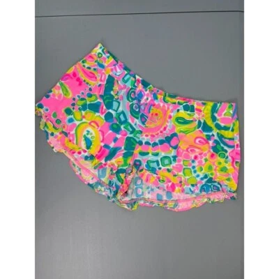 Lilly Pulitzer Mujer Mediano Kya Neón Estampado Volantes Dobladillo Pantalones Cortos Nuevo Sin Etiquetas Foto 1 de 4