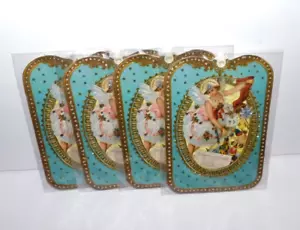 Glittering Christmas Fairy Set Of 4 Quality Ribbon Gift Tags, F.G. & Co., U.S.A. - Picture 1 of 4