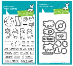 New! Lawn Fawn POOL PARTY Clear Stamp and Die Set LF2854 & LF2855 - Picture 1 of 1