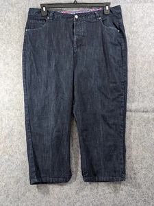 Basic Editions Jeans Women 14 Blue Stretch Denim Capri Straight High Rise 22" - Picture 1 of 11