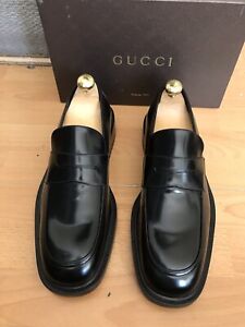 Gucci Mens Black Leather Loafers Shoe Uk 10, , Made In Italy