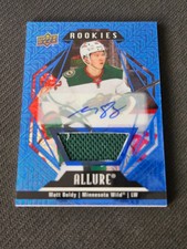 2022-23 UD ALLURE MATT BOLDY #114 #ed 67/75 BLUE LINE AUTO ROOKIE JERSEY RC