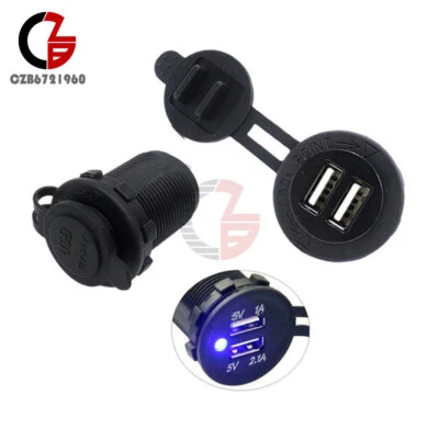 12-24V Dual USB Port Splitter Cigarette Lighter Socket Car Charger Power Adapter - Image 1 of 4